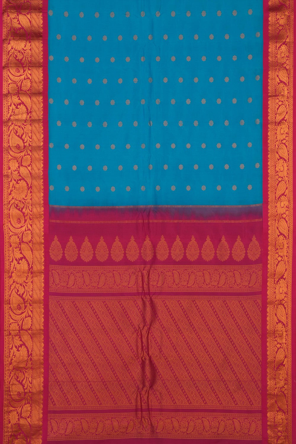 Image of Gadwal Silk Blue Saree